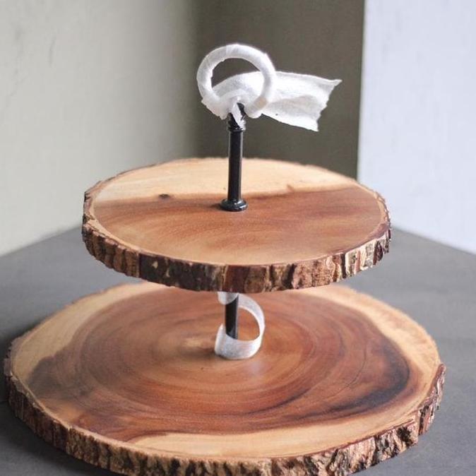 Wooden cake stand rustic 222fifth two 2 tier cake plate wood kayu (TERBAIK) (TERBARU) (TERMURAH)