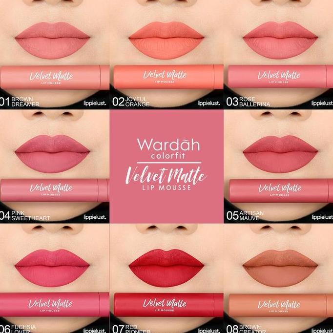 Bytlip- (Warna Baru 09-14) Wardah Colorfit Velvet Matte Lip Mousse 4Gr Lipstick Gloss