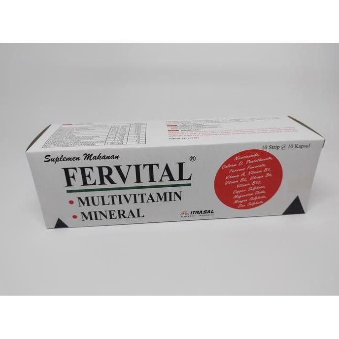 Fervital Multivitamin & Mineral, FERVITAL isi 100 Kapsul, Suplemen Vitamin & Mineral PT. Itrasal