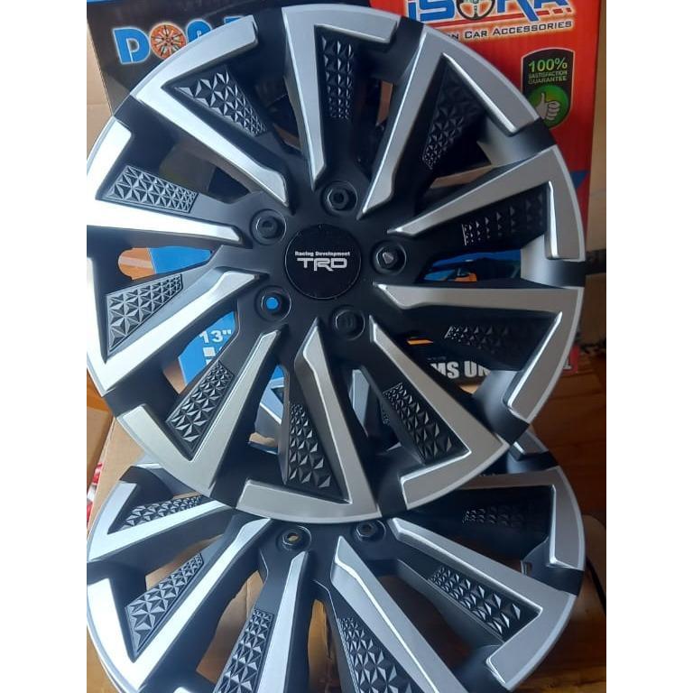 Dop Roda / Wheeldop Tutup Velg Mobil Ring 13 Dan Ring 14 Dop Roda Type Exo Silver - Hitam Wildop Dop