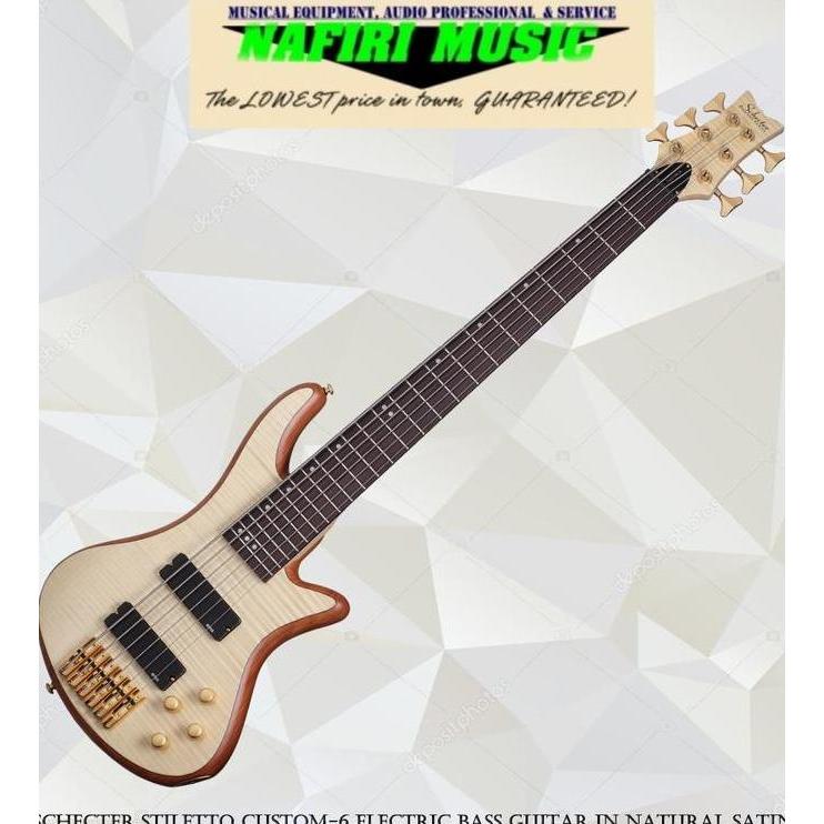 Murah Schecter Stiletto Custom-6 Electric Bass Guitar in Natural Satin Non COD