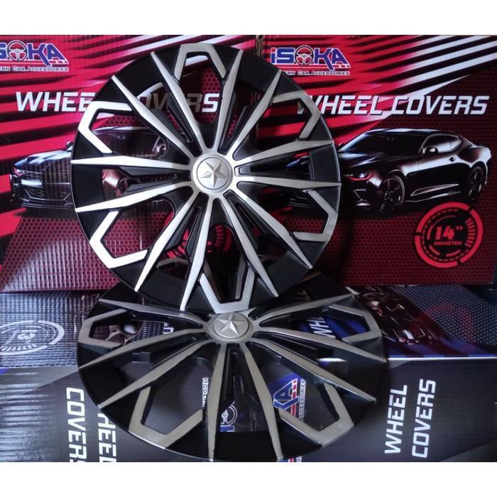 Dop Roda / Wheeldop Tutup Velg Mobil Ring 13 Dan Ring 14 Dop Roda Type Jf Silver - Hitam Wildop Dop 