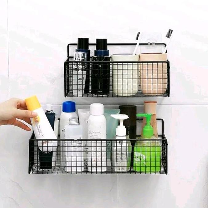 Foodpac- Rak Keranjang Besi Kamar Mandi, Rak Keranjang Besi Dapur, Rak Keranjang Serbaguna Besi Anti