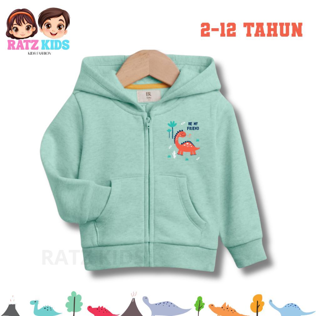 PREMIUM JAKET ANAK  LAKI LAKI MODEL ZIPPER DINOSAURUS UMUR 2-12 TAHUN SWEATER CEWEK COWOK