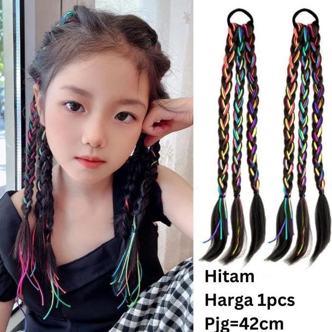 Gogopix- Extention Rambut Sintesis Kepang Wig Rambut Wanita Kepang Wig Kuncir Kuda Ganda Kepang Ekst