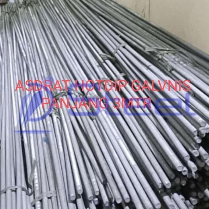 Besi As Drat Galvanis SS400 M10 x 3M | Long Drat M10 Hotdip Galvanize