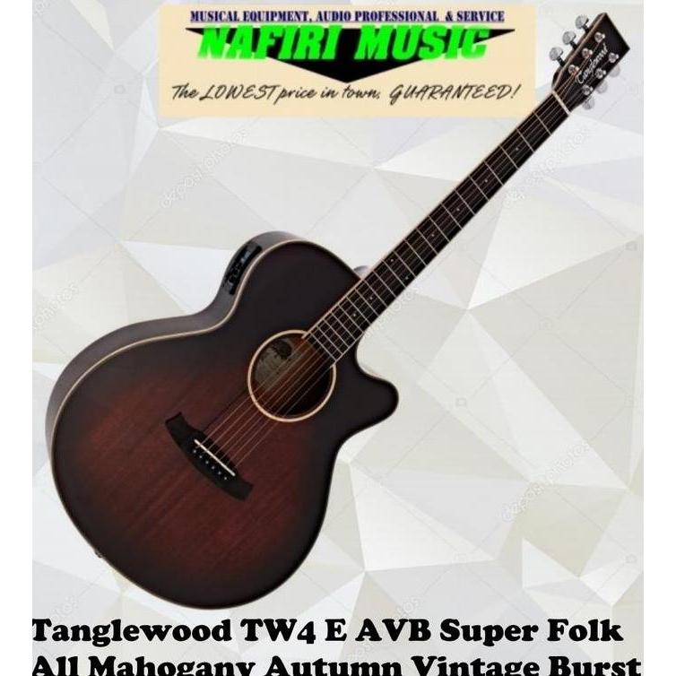 Murah Tanglewood TW4 E AVB All Mahogany Autumn Vintage Burst Gloss Non COD