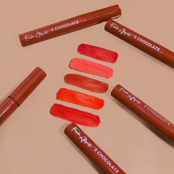 Bytlip- Bpom Promo & Cod/ 5PcsFouska Alloganta Lip Glaze Matte Chocolate Lip Glaze 5In1 Set Bibir Ta