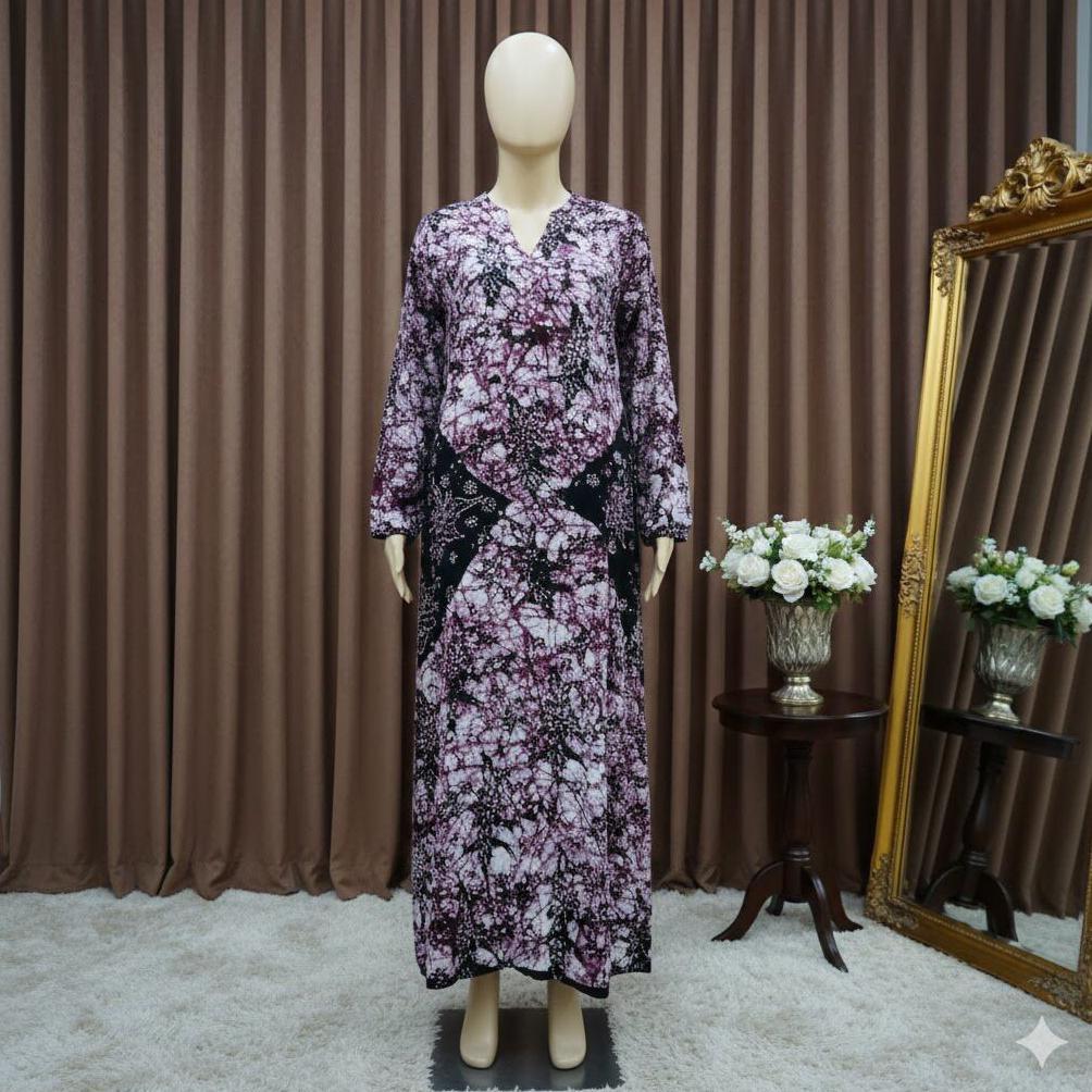 TERLARIS Daster Panjang Gamis Batik Tuban Kancing Dada