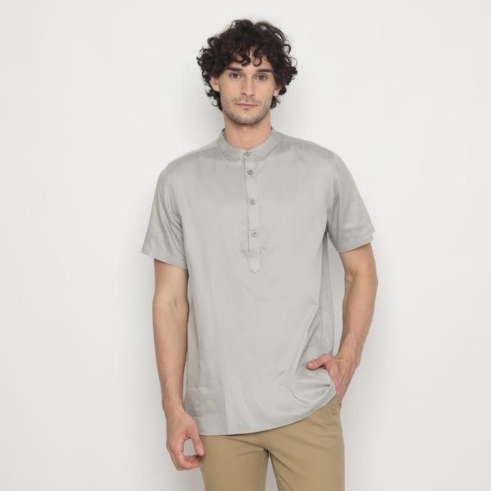 FICHINO Kemeja Koko Kurta Pria Lengan Pendek Donte Hijau Sage 02