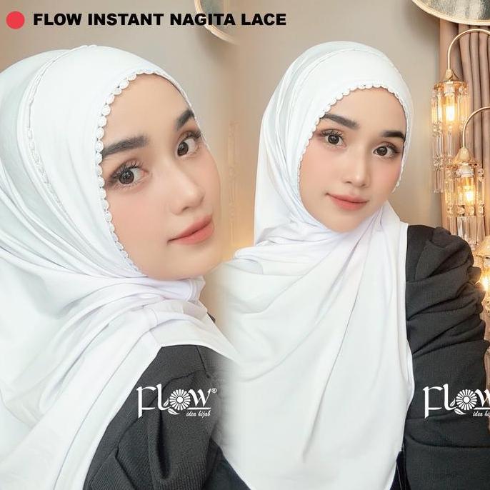 Dieocrd- Flow Instan Hijab Cantik Puter Nagita Lace Renda Kekinian Trending Pesta Pernikahan Kondang
