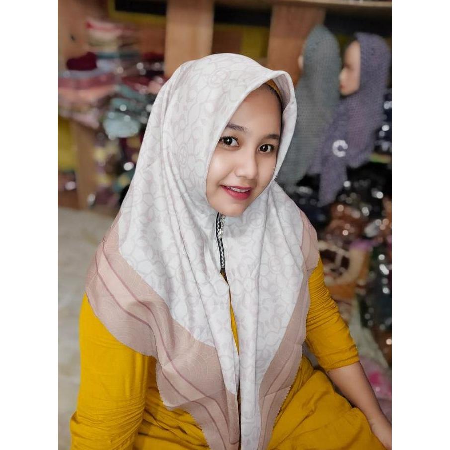 Dieocrd- Paket Hemat Hijab Ziper Motif 5Pc Instan Mewah Zipper Muslim Mutiara Hijab Motif Voal Azahr