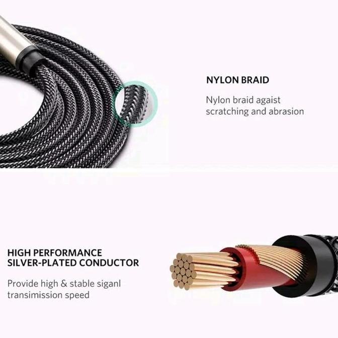 Gongging- Ugreen Kabel Jack 6.5Mm / 6.35Mm To 6.35 Mm Male - Ugreen Jack 6.35Mm