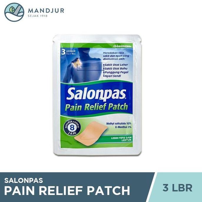 Vitbig- Salonpas Pain Relief Patch 3 Lembar - Koyo Nyeri Otot Dan Sendi