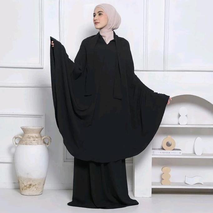 Otwkirim- (Bisa Cod) Mukena Dewasa Jumbo Mukena Lesti 3In1 Viral Bahan Crinkle Airflow Premium Polos