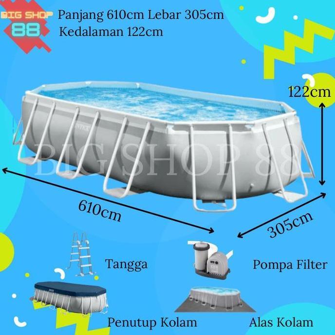INTEX 26798 KOLAM RENANG PORTABLE PRISM FRAME POOL SET 610X305X122 CM