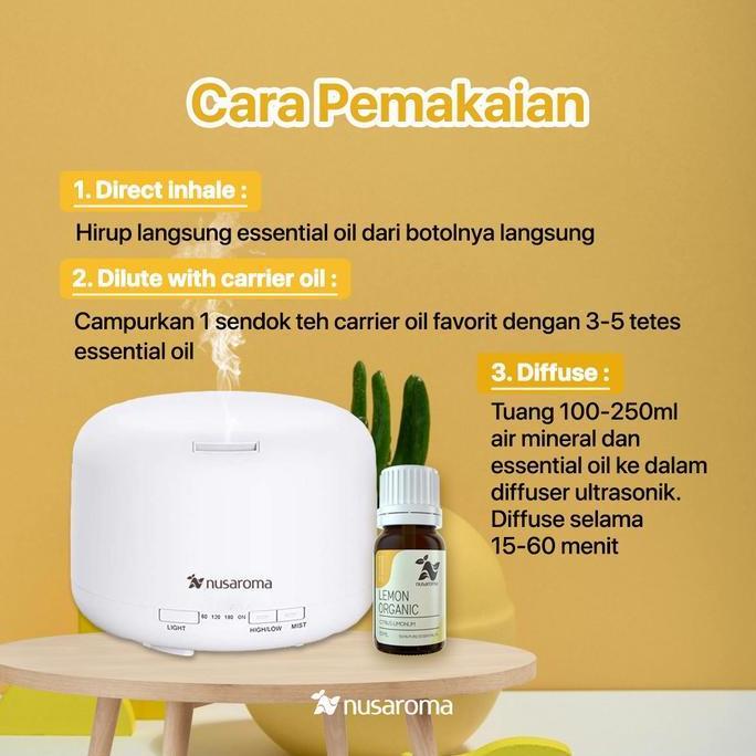 Vitbig- Nusaroma Lemon Organic Essential Oil - Minyak Aromaterapi Untuk Energi Dan Mood Booster