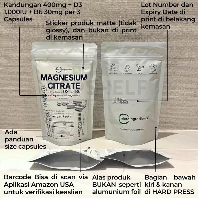 Hololoo- Micro Ingredients Microingredients Magnesium Glycinate & Citrate 450Mg