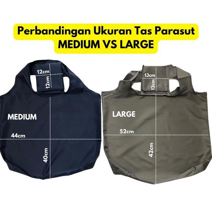 Beranigaya- Tas Belanja Lipat Parasut Polos 6 Warna Ukuran Jumbo