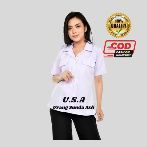 ORIGINAL BAJU KEMEJA PUTIH WANITA DEWASA LENGAN PENDEK / KEMEJA WANITA PUTIH /PDH /ASN/PEMDA