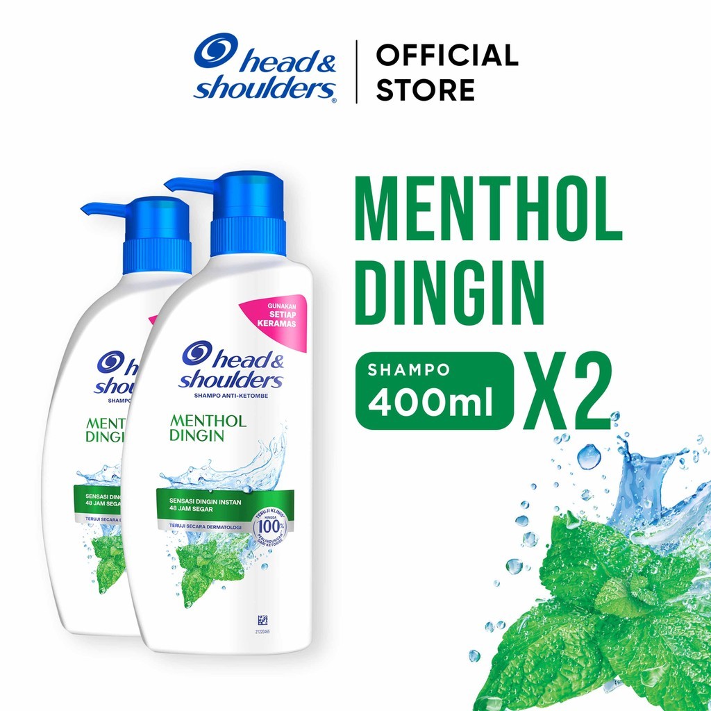Head and Shoulders Sampo Anti Ketombe Menthol Dingin Perawatan Rambut 400ml x2 / Head and Shoulders 