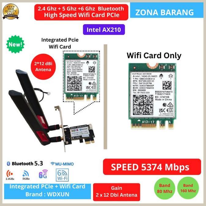 Lansungkirim- Intel Ax210 High Speed Wifi Card Pcie Wifi6 Dual Band Bluetooth