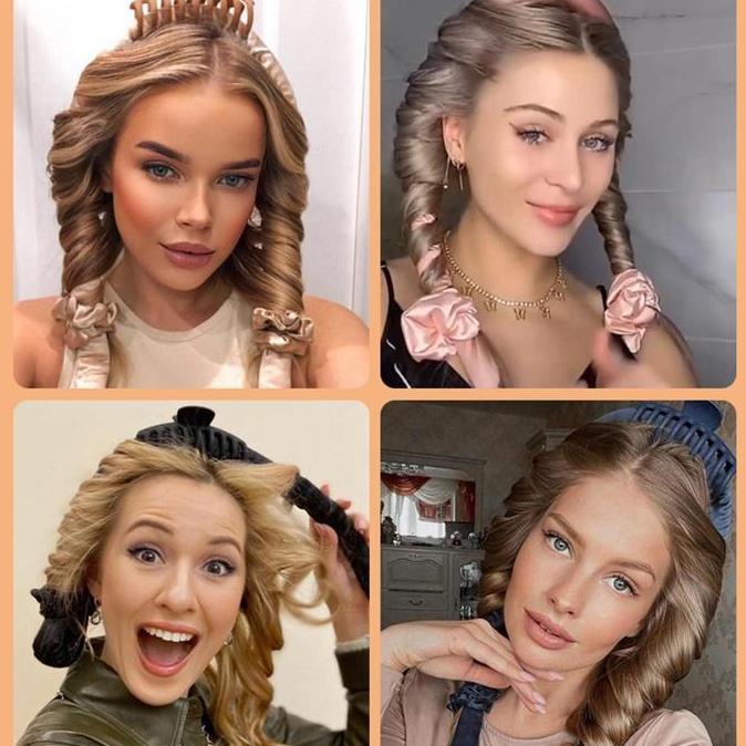 Ayokirim- Heatless Curls Band, Curler Rambut Panjang Dengan Rol Rambut Jepit Rambut Diy Styling 1460