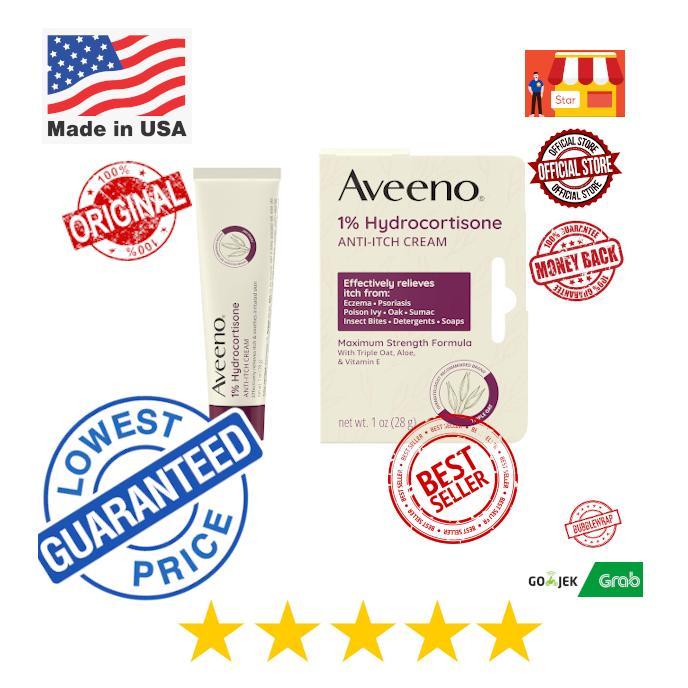 Aveeno USA | Maximum Strength 1% Hydrocortisone | Anti-Itch Cream | Triple Oat, Aloe & Vitamin E for