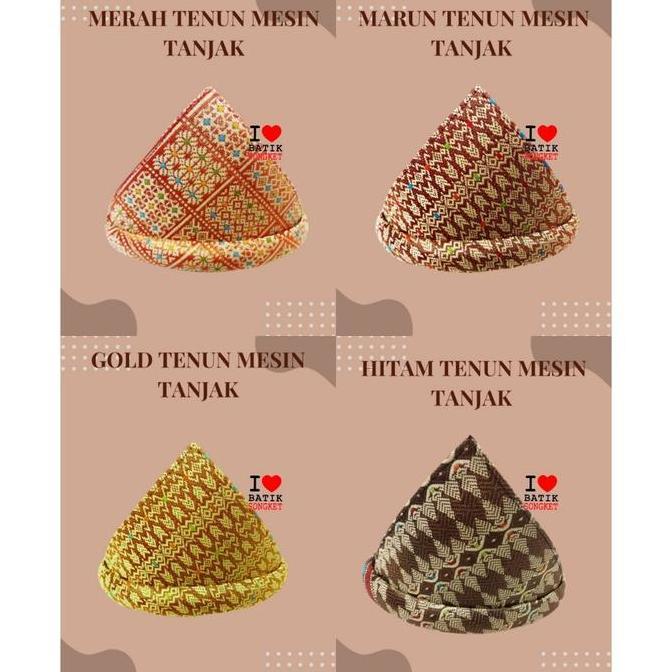 Whynot- Topi Tanjak Pria Laki-Laki Songket Tenun Asli Adat Palembang Melayu Batiksongket