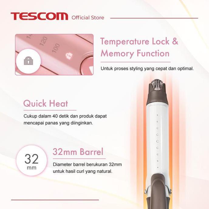 Tescom Ionic Steam Curling Iron Hair Curler TM453ID