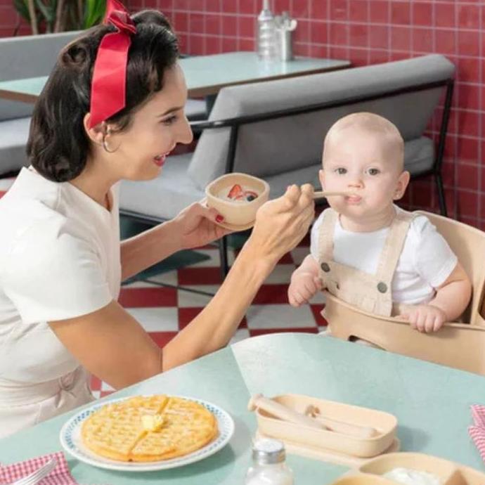 Hegen Meal Time Taupe / Alat Makan Anak Bayi - Hegen Multi-Stage Fork and Spoon PPSU | Mealtime Star