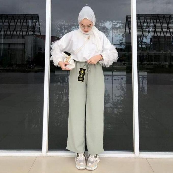 Pastikirim- Raden | Celana Kulot Crinkle Airflow Ruby Pants Highwaist Jumbo