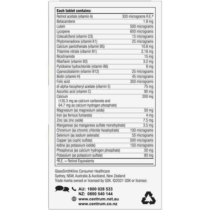 Lgsgkemas- Centrum Advance 50+ 100 Tablets