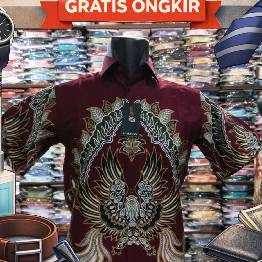 Alisan Kemeja Batik Lengan Pendek Big Size - Reguler - Size 16,5 -19