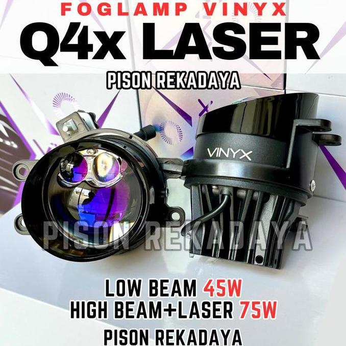 Foglamp Projector BILED VINYX Q4 Double Laser Q8X LED Q4X Lampu Kabut Mobil 75 watt Q4 Laser 3 inci