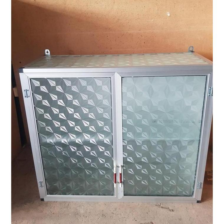 NEW RAK GANTUNG LEMARI DAPUR KITCHEN SET ATAS ALUMINIUM KACA 2 PINTU POLOS BEST