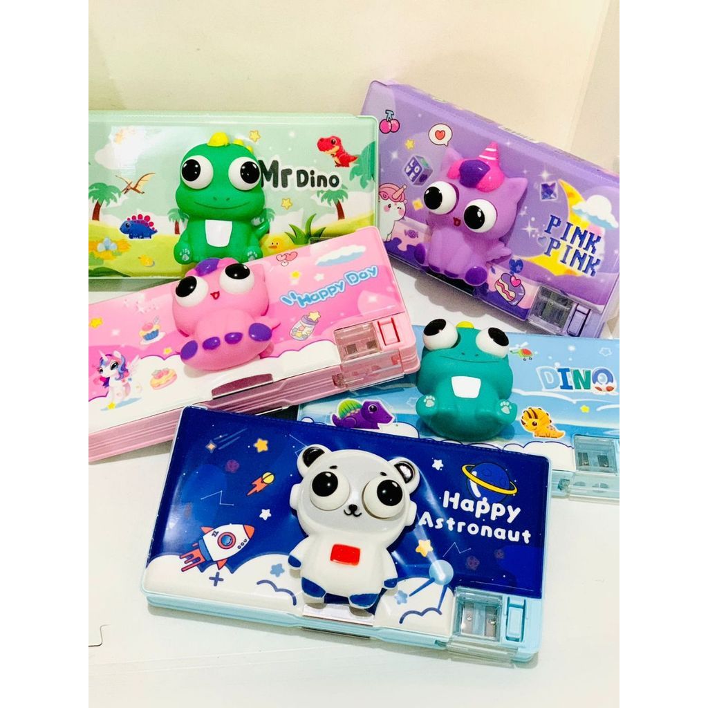 Tempat Pensil Magnet 3D ZL-715 / Kotak Pensil / Pencil Case Anak Sekolah Magnet Karakte / Mata Timbu
