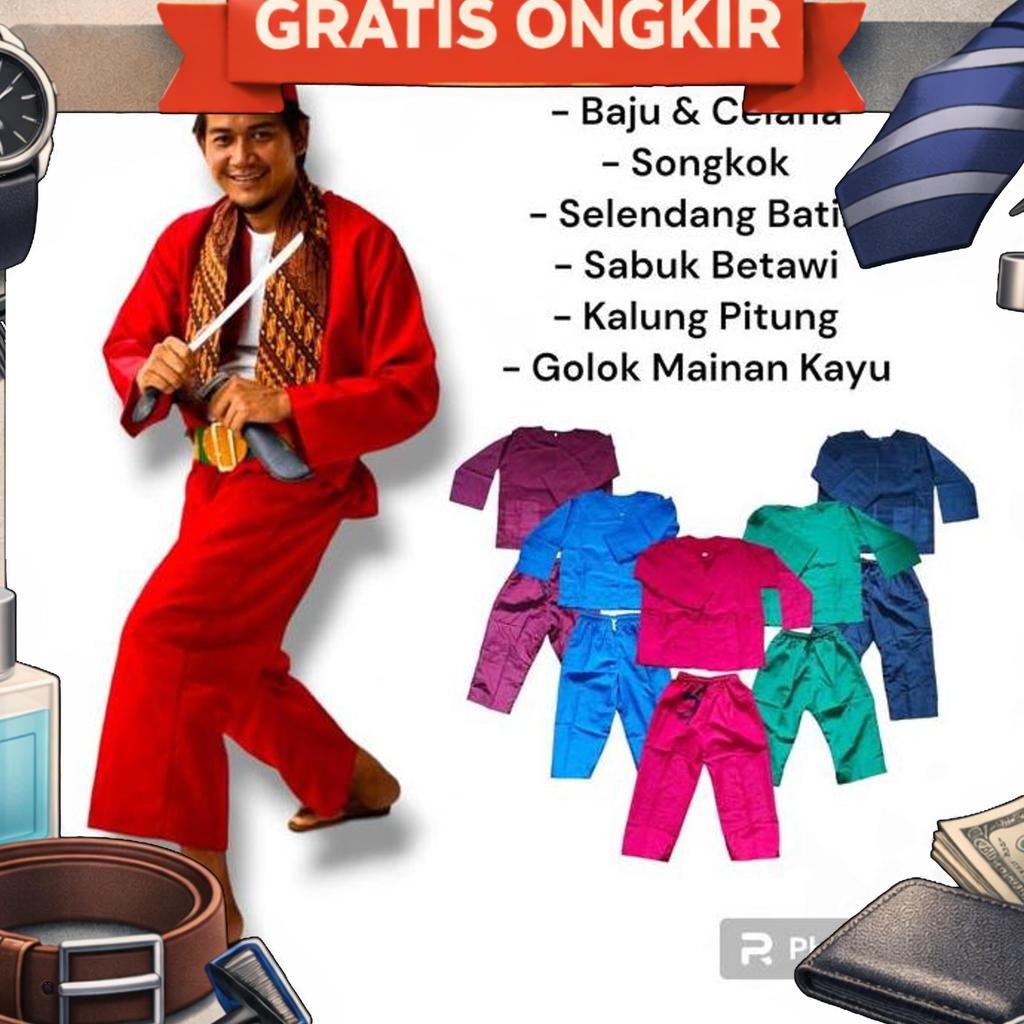 Pakaian Adat Betawi Anak Dan Dewasa Setelan Baju Pangsi Lengkap