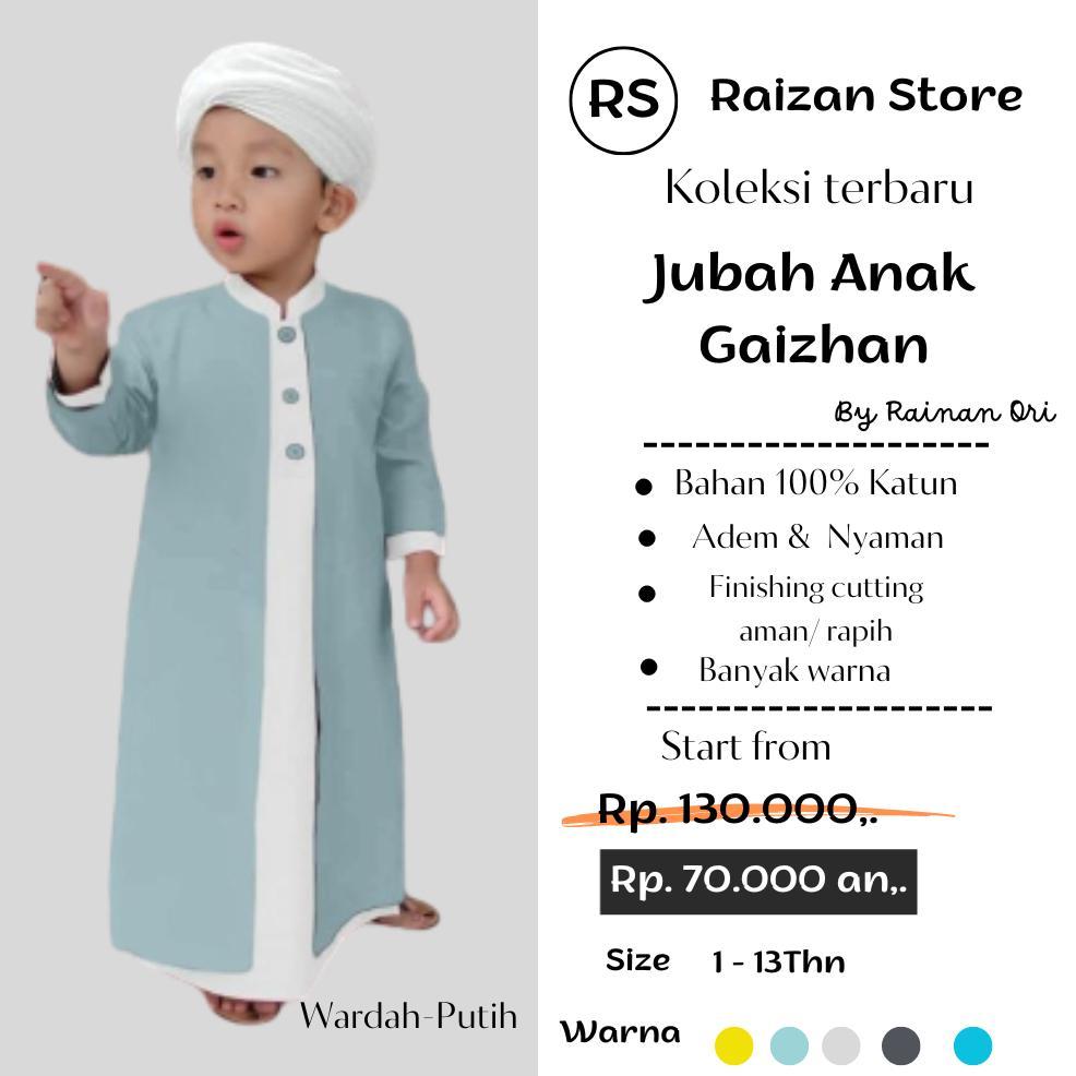 PREMIUM JUBAH ANAK LAKI LAKI GAIZHAN BY RAINAN ORI /  BAJU GAMIS ANAK LAKI LAKI 1-13 TAHUN TERBARU