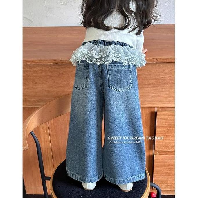 Promo Korea Style Celana Jeans Lace Anak Perempuan Celana Kulot Jeans Celana Jeans Manis Anak Peremp