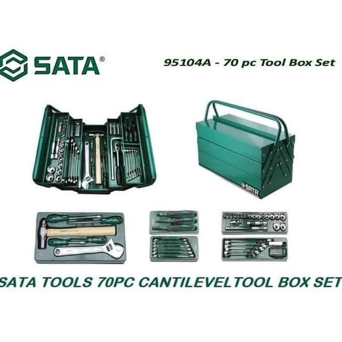 Sata 95104A-70 12Pt Cantilever Mechanic Tool Box Set 70Pc Tool Kit Set Perkakas