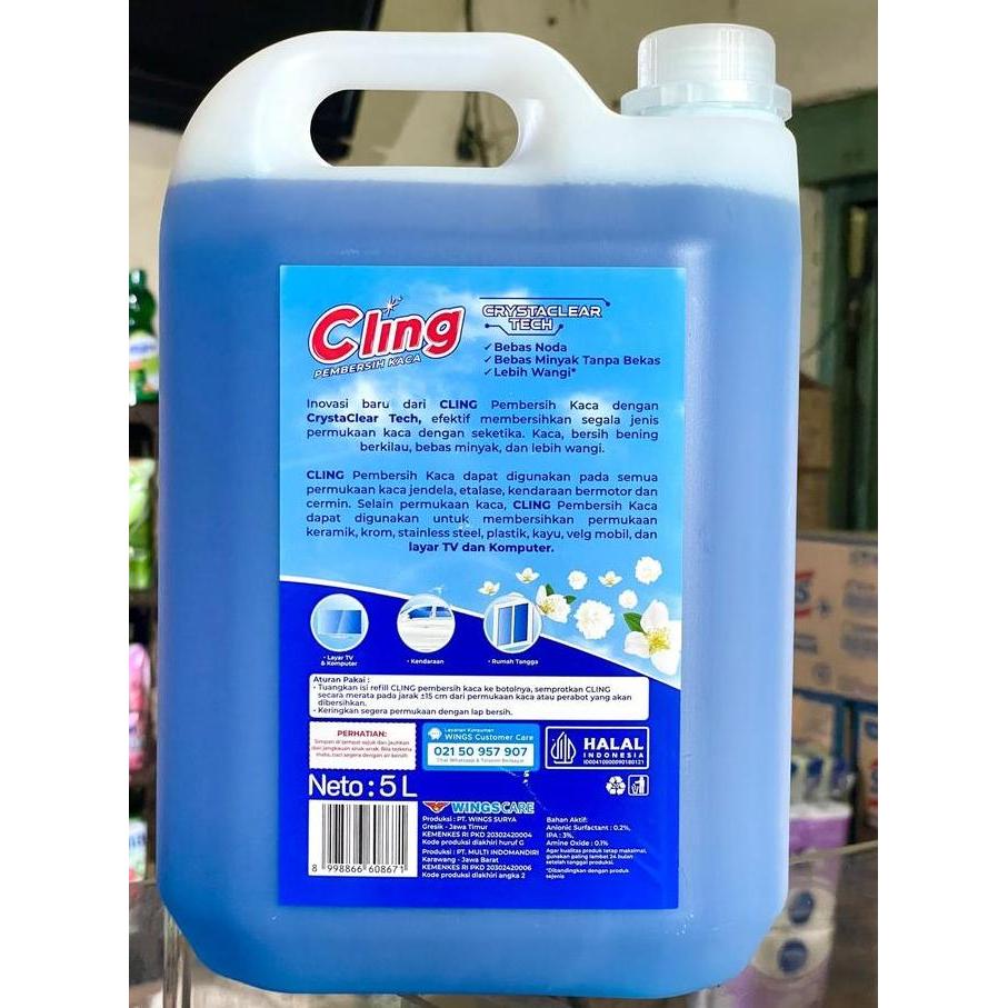 Cling Jerigen 5 Liter Biru Pembersih Kaca Jerigen Glass Cleaner 5000ml