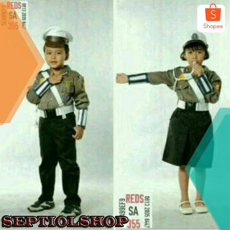 Berkualitas Seragam Baju Polisi Anak Polantas Set Komplit-Daffa Store