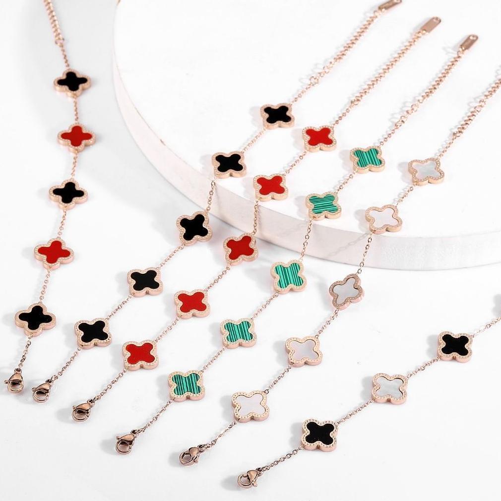 Gelang Titanium Wanita Fashion Clover - Gelang Clover Titanium Wanita Simpel - Gelang Clover Terbaru