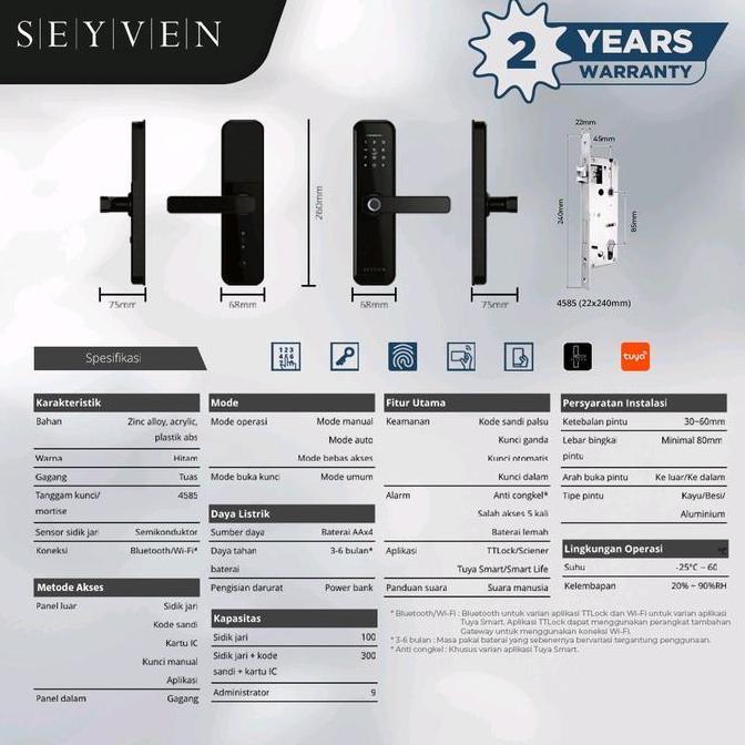 Grosir Seyven Smart Door Lock Kunci Pintu Digital Lock Access Door Kunci Pintu Access Control Alarm 