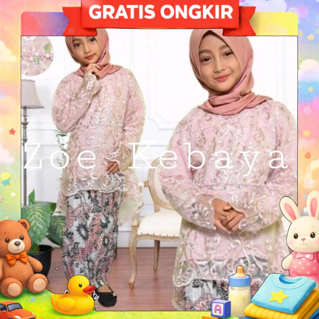 Setelan Kebaya Modern Lesty Anak/Kebaya Kondangan Anak/Kebaya Pesta Anak Anak/Kebaya/Kebaya Modern A