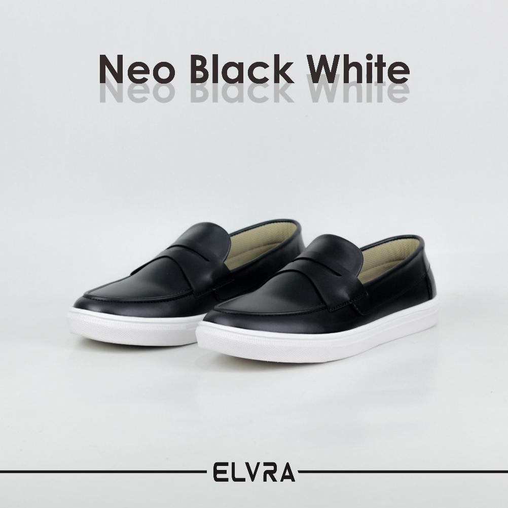 ELVRA Footwear - Sepatu Pria Loafer Casual - Neo Black White