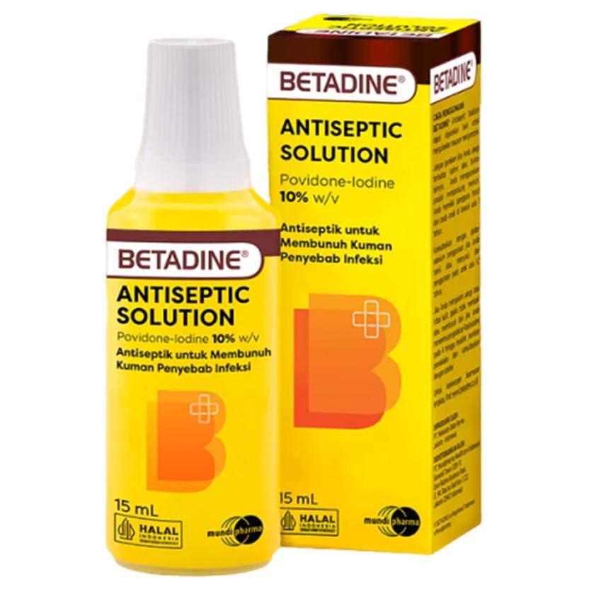 Betadine Antiseptic Solution Obat Luka Luar - 15 Ml - Menyembuhkan Luka Kulit Womart