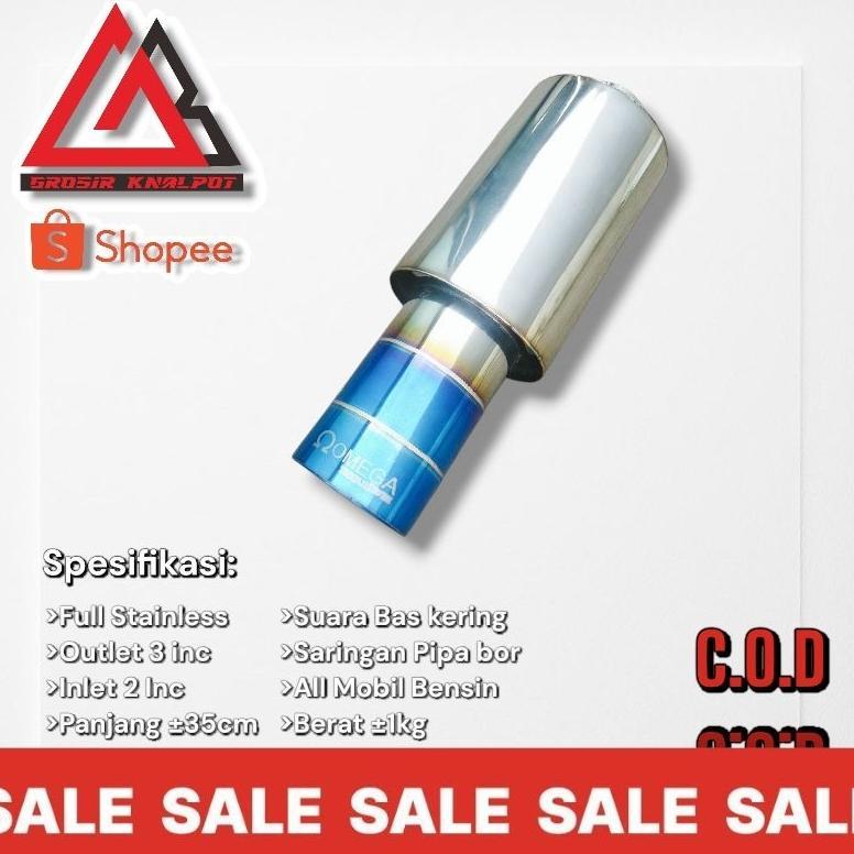 Berkualitas Knalpot Racing Mobil Omega Titanium Biru Suara Bass Kering/Kering Gahar/Knalpot Omega Br