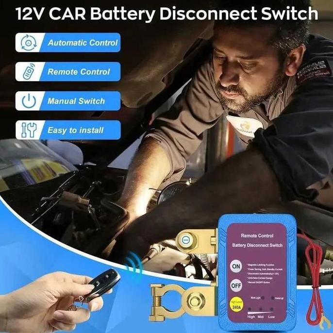 Saklar Pemutus Arus Aki Mobil + Remote Battery Engine Cut On Off Disconnect Switch 12V 24V